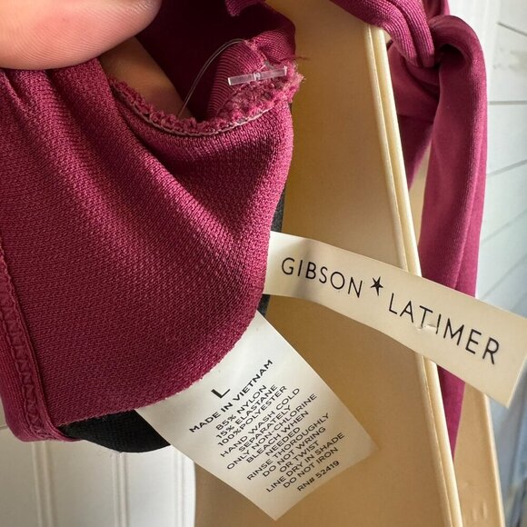 Gibson Latimer NWT purple tie back bikini top size large J23 - Picture 6 of 7
